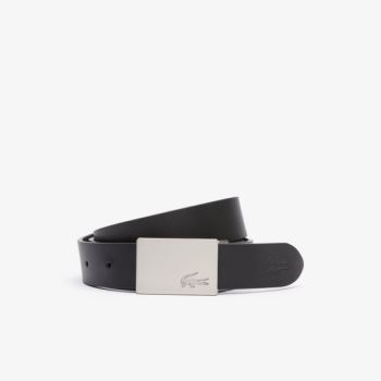 Lacoste Reversible Leather Belt And 2 Buckles Gift Set - Pásy Pánské Černé / Stříbrné | CZ-ky1J4T